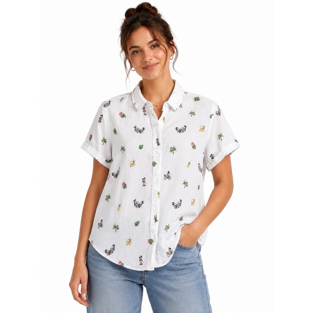 Tommy Bahama Disney Tropical  Camp Shirt Xs Seersucker Mickey Minnie
